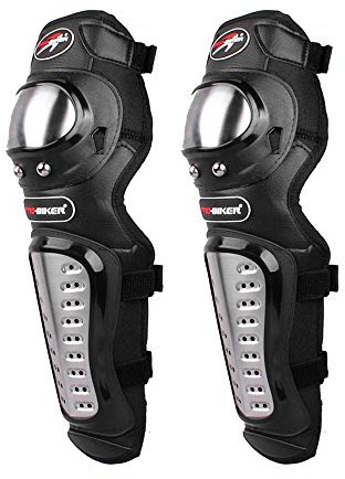 BaronHong 2 stücke Motorrad Radfahren Sport Legierter Stahl Knieschützer Shin Körper Rüstung (schwarz, M)