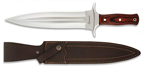 Cuchillo Deportivo Stamina con funda para Caza, Pesca, Camping, Outdoor, Supervivencia y Bushcraft Albainox 31646 + Portabotellas de regalo