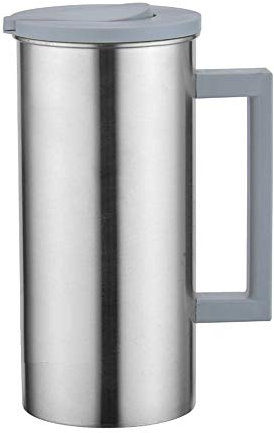 Pichet D'eau Cruche Carafe Théière, Avec Un Couvercle, Grande Capacité Acier Inoxydable Cadeau Pour Servir De L'eau, Des Jus De Fruits, Du Thé Glacé Et D'autres Boissons Froides, 1,8 L (Gris)