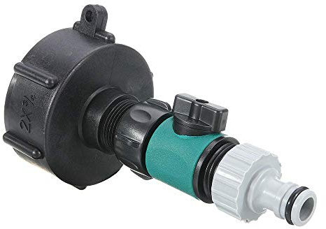BE-TOOL Adaptador de salida de tanque de agua, conector para tanque IBC S60X6, de 60 mm con válvula de grifo