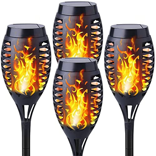 Yohencin Solarleuchten für Außen Garten, Solarlampen Flackernd Gardenfackel Realistischer Flammeneffekt Wasserdicht Led Fackeln Beleuchtung für den Außenbereich, Garten, Ornament, Terrasse(4 Stück)