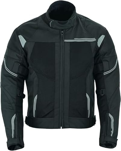 BOSmoto leichte Motorradjacke herren, Sommer Jacke mit Protektoren, Schwarz Reflektoren, (2XL)