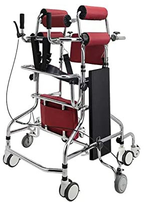 YSUEFIJO Gehhilfe fuir Senioren Wohnung, Folding Tragbarer Rollstuhl, Ultra-Light Transport-Rollstuhl, Gehhilfe mit Sitzflache, für ältere und Behinderte Menschen