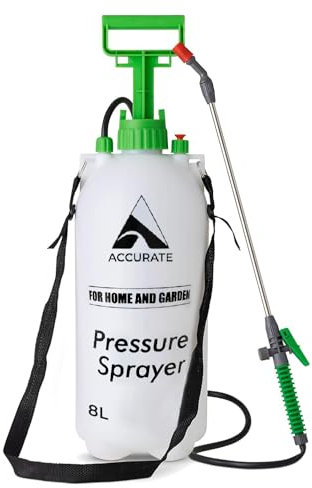 Accurate 8 Litre Garden Pressure Sprayer, Weed Killer, Water Pump Sprayer Ideal for Spraying Water, Fertiliser, Detergent and Preservatives