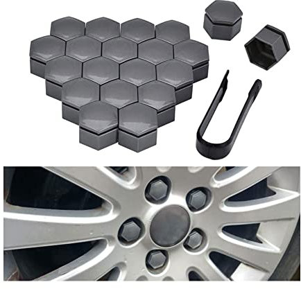 LIPPSY 20 Stücke Auto Radmutterkappen für Opel Insignia Astra j h g Corsa, Sechskant Radbolzen Anti-Rost Radschrauben Kappen Schutz Abdeckungen Zubehör,17mm-C/Grey
