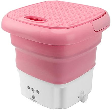 Mini Lavadora Motor de Alta Velocidad, Lavadora para Acampar Plegable y Portátil, Lavadoras de Viaje Regalo Ideal para Dormitorios Universitarios, Apartamentos (Rosa)