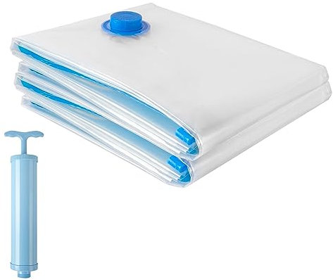 2 Stück Vakuumbeutel Extra Groß, Vakuumbeutel für Bettdecken, Vakuumbeutel Bettdecken Vakuum Set, 130x100cm, mit Handpumpe, für Kleidung,Bettdecken,Tröster und Decken