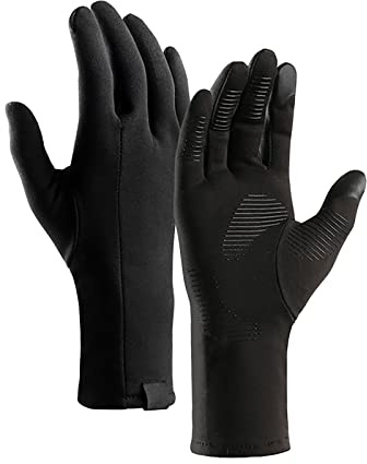 Winter-Laufhandschuhe Screen Lightweight Thermal Warm Fäustlinge Fleece Wasserdicht Kaltes Wetter Dünner Handschuh Schwarz Outdoor Herren Damen Für die Arbeit Outdoor Sports Cycling Bike (Black, M)