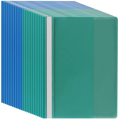 MUKLEI Lot de 24 dossiers de présentation A4 en plastique à couverture transparente pour documents de bureau - 2 trous - 31 x 23 cm