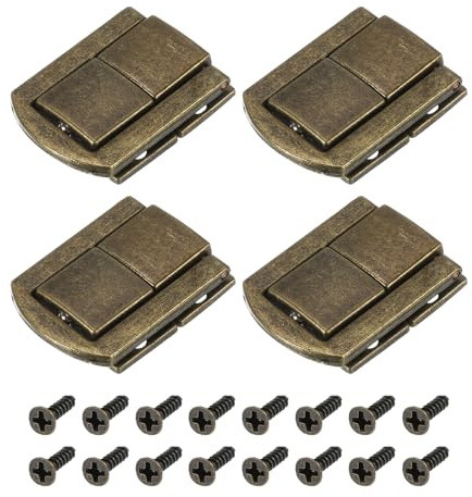 sourcing map 4 serrature a levetta, 3,1 x 2,5 cm (lunghezza x larghezza), in lega di zinco, chiusura a scatto per scatola di gioielli, cassetta degli attrezzi, in legno, bronzo