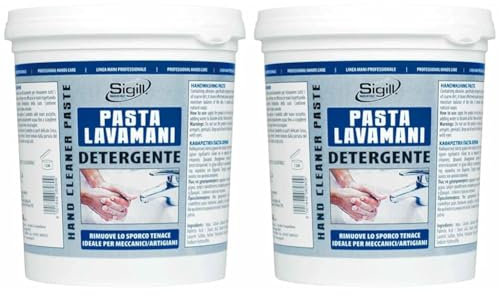 SIGILL, Pasta Lavamani Tradizionale, Ideale per Meccanici e Artigiani, Rimuove lo Sporco Tenace, Ideale per Lucidare Piastrelle e Pareti, Made in Italy, Barattolo 1 L (Confezione da 2)