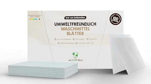 Mr. Green Mind Waschmittel Blätter - 120 Wäschen mit 60 vordosierten & wasserlöslichen Waschblättern - Parfümfrei - Umweltfreundlich & biologisch abbaubar
