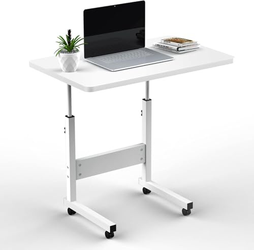 EXSELTMAN Mesa Auxiliar con Ruedas, 60x40 cm Mesa para Ordenador Ajustable en Altura 69-90 cm, Mesa Auxiliar Plegable, Mesa Auxiliar portátil para sofá Cama, Mesa de Ordenador Portatil