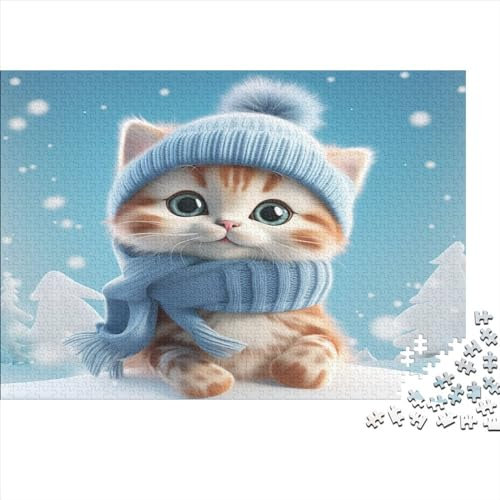 Niedliche Katze Puzzle Erwachsene Kätzchen Holz Puzzles 1000 Teile Rätsel Große Herausforderndes Geschicklichkeitsspiel Für Die Ganze 1000pcs (75x50cm)