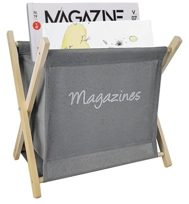 Choonjin Zeitungsständer Holz, 30 × 20 × 30 cm Grau Zeitungshalter, Zeitschriftensammler Zeitungskorb, Faltbarer Zeitschriftenständer, für Büro Zuhause und Wohnzimmer