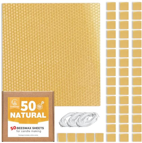 Natürliche Bienenwachsblätter für die Kerzenherstellung (50 Blatt), DIY Bienenwachskerzen-Rollset für Kinder und Erwachsene