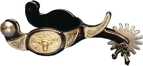 Colorado Saddlery Longhorn Sporen für Herren – schwarzer Stahl, stilvolle Stiefelsporen mit 4,5 cm sechzehn Punkt-Rowels – perfekt für Trail-Reiten, Pferdezaumzeug, Outfitting – wird paarweise