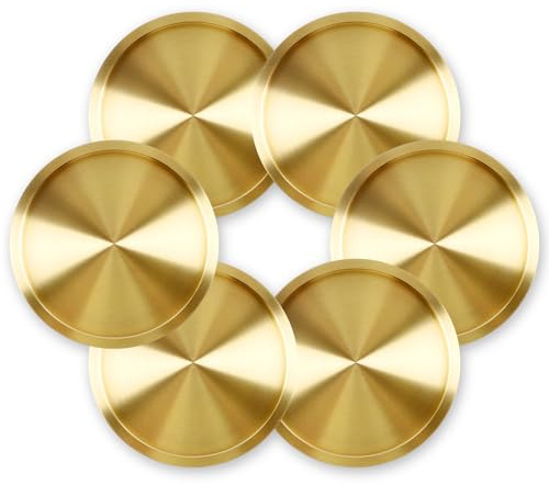 3.93 Zoll Getränkeuntersetzer Aus Kupfer Messinguntersetzer, 6er Rund Getränkeuntersetzer, Untersetzer Gold Für Getränke und Bargläser, Geburtstagsgeschenk, Dekoration Modern (10 cm)