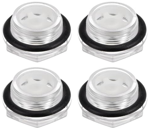 QUARKZMAN 4Pz Vetro Spia Olio Compressore Aria M27 x 1.5mm Maschio Indicatore Livello Liquido Testa Esagonale Plastica Olio Vista O-Ring per Aria Compressore Raccordi, Trasparente
