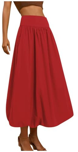 Damen Renaissance Maxirock Elegant Boho Blumen Weicher Dehnbarer Langer Sommerrock mit Kordelzug Elastisch Taille Mittelalter Plisseerock Rock Damen Elegante Faltenrock Einfarbige