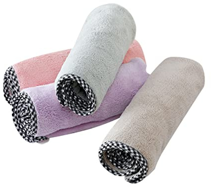 Mikinona 4stücke Haartrocknungskappe Aus Korallenvlies Schnelltrocknendes Handtuch Zum Umwickeln Hohe Wasserabsorption Badekappen Für Nasses Haar in Rosa Grün Khaki