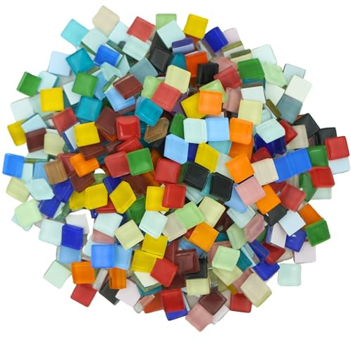 Yuvori Quadratische Kristall-Mosaikfliesen, 0,5 kg, 1 cm, DIY, für Badezimmer, Wohnzimmer, Küche, Balkon (Mehrfarbig)