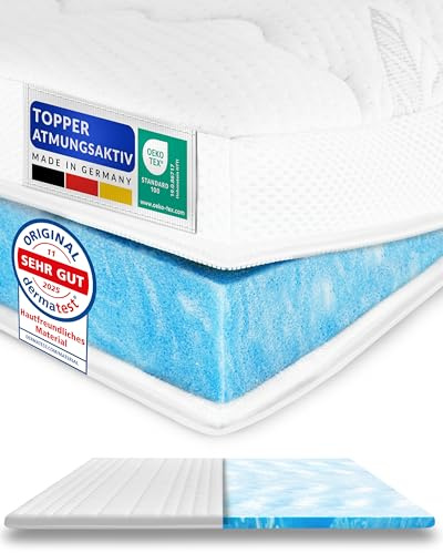AM Qualitätsmatratzen Kühlender Matratzentopper 140x200cm gegen Schwitzen - Made in Germany - Kühlende Matratzenauflage 140x200 mit Lyocell Bezug & Antirutsch Funktion - 140x200 Topper atmungsaktiv
