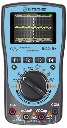 IN201B+ Portable Oscilloscope Multimeter,1MHz Bandwidth,2.5Msps Sampling,4000 Count DMM,Measures Voltage,Current,Capacitance,Resistance,Diode Test