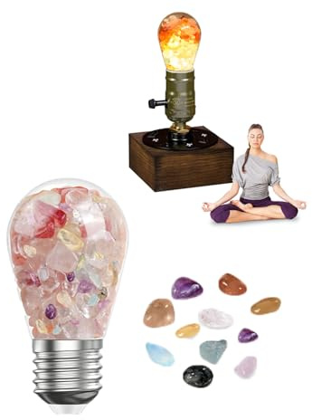 Lamptobe Natural Raw Crystal E27 Healing Bulb - Handcrafted Energy Cleansing & Chakra Balancing Decorative Light for Meditation, Relaxation & Spiritual Gifting (Warm White, 4W)