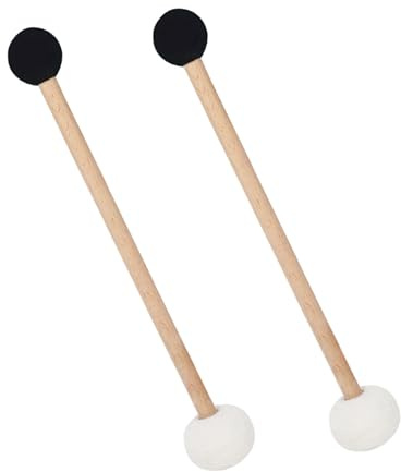Doppelseitige Klangschalen Schlägel mit Holzgriff | Felt und Gummi, Beidseitige Ausführung, für Xylophon und Marimbas, 2 Stück