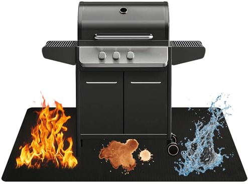 Qivine Hitzeschutzmatte Feuerfeste Unterlage, Platte Feuerfeste Matte Hitzebeständige Unterlage Bodenmatte, Feuerschutzmatte Brandschutzmatte Grillmatten für Gasgrill (48 * 70 Zoll)