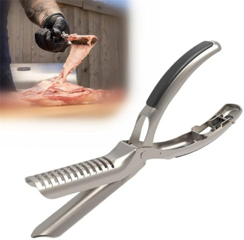 XIBDGNTNE BBQ Rib Skinner,Rib Membrane Remover Stainless Steel Tool,with Arc Clamp & Non-Slip Grip,for BBQ Enthusiasts & Grill Masters
