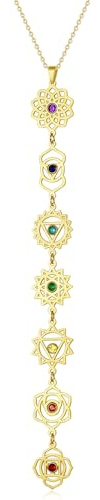 LILILEIDY Spiritual Chakra Necklace for Women Trendy - Gold Long Necklaces Yoga Dainty Trendy Y Prom Birthday (Gold Seven Chakra Necklace)
