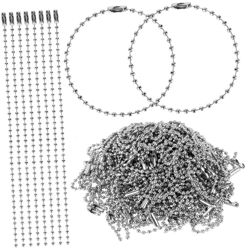 HOMSFOU 100pcs Adjustable Stainless Steel Ball Chain with Long Bead Connector Clasp for Making Your Own Key Chain Silver Sturdy Wire Bead for Bottle Pendant Necklaces