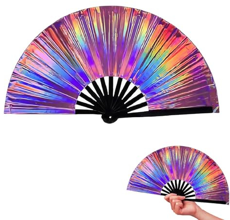 oooaooo Fächer Festival, Fächer Groß, Dekorative Hand Fan für Tanz Drag Queene Party Musikfestival Festival Leistung Karneval Hochzeit Geschenke Club Leuchtendes Design