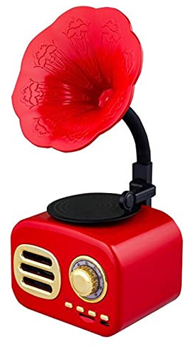 ZJFHEYUO Enceinte Bluetooth rétro Style boîte à Musique, Platine Vinyle Vintage en Forme de Gramophone avec entrée auxiliaire, Port USB pour clé USB, Style phonographe pour la déc