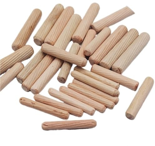 LSNNMU Clavijas De Madera Juego de 100 pasadores de Madera for cajones de gabinete, Redondos, Acanalados, for Manualidades, Accesorios de Muebles