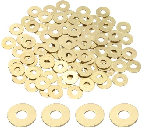 sourcing map Lot de 100 rondelles plates M4 en laiton, 12 mm x 4 mm x 1 mm d'épaisseur – Rondelles d'étanchéité métriques pour vis, boulons, écrous