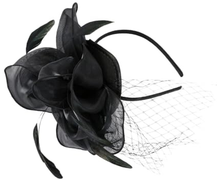OUNONA Fascinateur Cocktail Femme Bandeau et Pince Plume Fleur Noir Élégant pour Mariage Thé Fête Bal