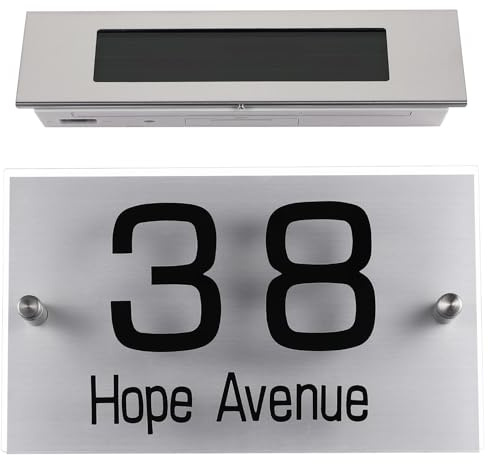 Ipetboom Plaque de Porte Solaire Extérieure 18 LED Bicolores Lampe Solaire pour Numéro de Maison Panneau Lumineux D’Adresse Étanche Éclairage Autonome pour Façade et Jardin