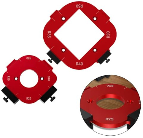 CashMuch Radius Router Jig Template, lega di alluminio per la lavorazione del legno, guida di taglio angolare con 8 misure (R10-R50), per fresatrice, set da 2 pezzi