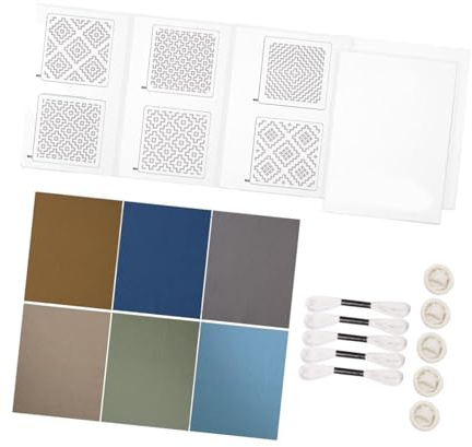 kesurpae Geometriskt mönster Sashiko-underläggskit förtryckt schablonset för sömnad, mall, ritlinje Sashiko-kit för nybörjare, rätter, schablon geometriskt mönster, Set B