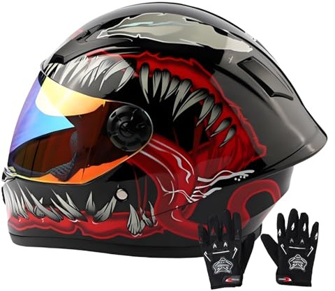 Casque intégral de moto pour enfants de 3 à 13 ans, homologué ECE, avec visière, pour moto tout-terrain, quad et karting, et scooter électrique pour garçons et filles. 14,L/(51~52cm)