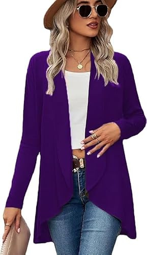eyes Plus Size Cardigans for Women Ladies Hanky Hem Jersey Open Waterfall Boyfriend Womens Cardigan Top Full Long Sleeve Floaty Duster Jacket Coat Blazer UK 16-24