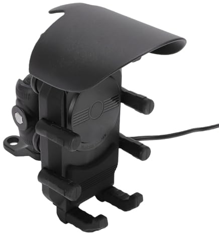aqxreight Motorcykeltelefonhållare Motorcykelmobilhållare Cykeltelefonhållare 15W Trådlös Laddning USB Typ C Snabbladdning Stöldskyddssolskydd Kamerafäste för Smartphones