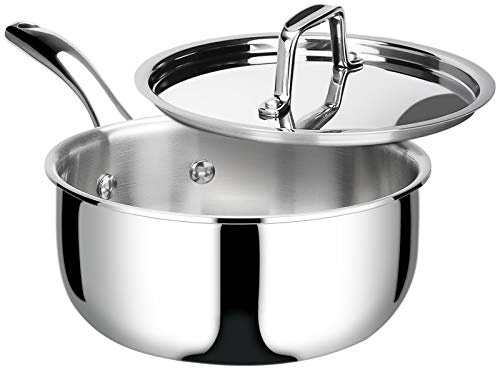 Duxtop Whole-Clad Tri-Ply Stainless Steel Saucepan with Lid, 3 Quart, Kitchen Induction Cookware