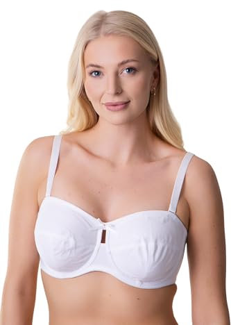 Camille Womens Multiway Strapless Bra - Non Padded & Underwired with Removable Matching & Clear Straps - Cross Back, Strapless, Halter or One Strap White 38DD