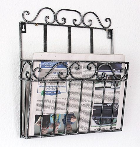 DanDiBo Wandregal Schwarz Metall 38 cm Zeitungsständer 09913 Küchenregal Zeitungshalter