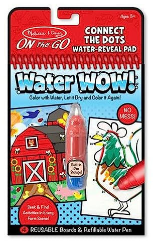 Melissa & Doug Water WOW! Gårdsmagiska målarböcker med vattenpennor | Vattenfärgningsböcker för barn i åldern 3, 4, 5, 6, 7 år | Reseleksaker för småbarn på flygaktiviteter för barn,