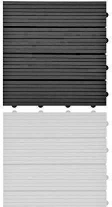 SIENOC 11 Stück/ca. 1m² Terrassen-Fliese aus WPC Kunststoff, 11er Spar Set für 1 m², Garten-Fliese, Balkon Bodenbelag mit Drainage Unterkonstruktion 30x30cm (11x Grau 300 * 300 * 22mm)